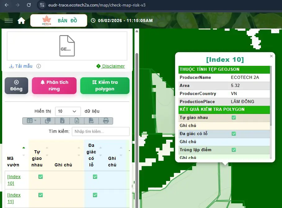 A.I kiểm tra chồng lấn và cảnh báo rủi ro