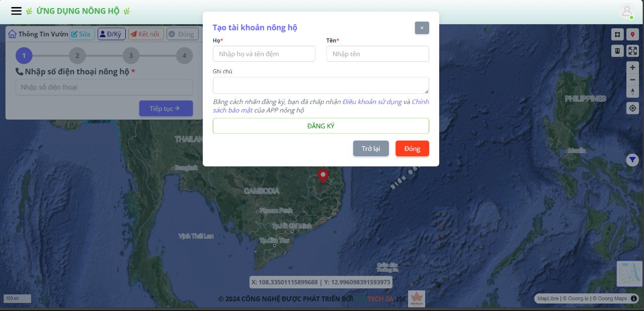 Tạo hồ sơ nông hộ trên bản đồ